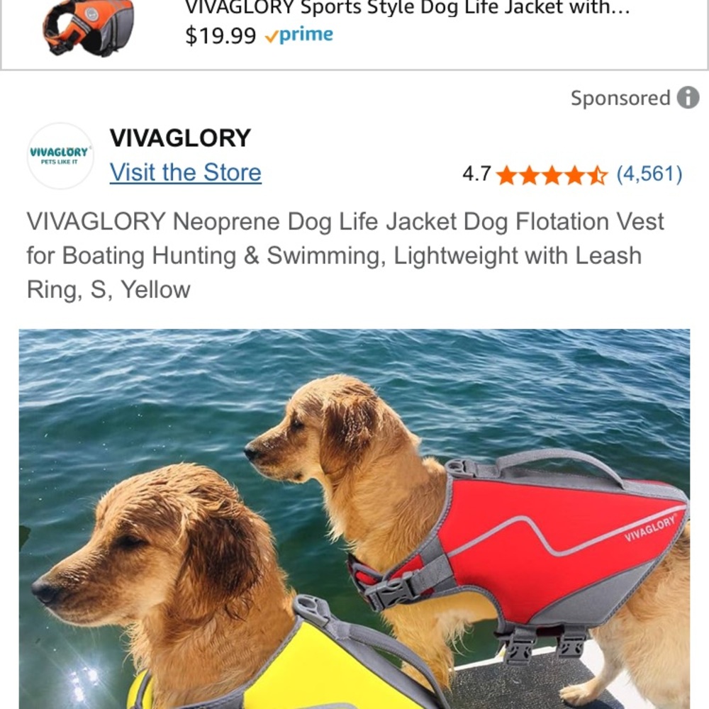 Dog Lifejacket Sz S Canary Yellow Neoprene Dog Life Vest W/ LightReflecting trim - Picture 6 of 10